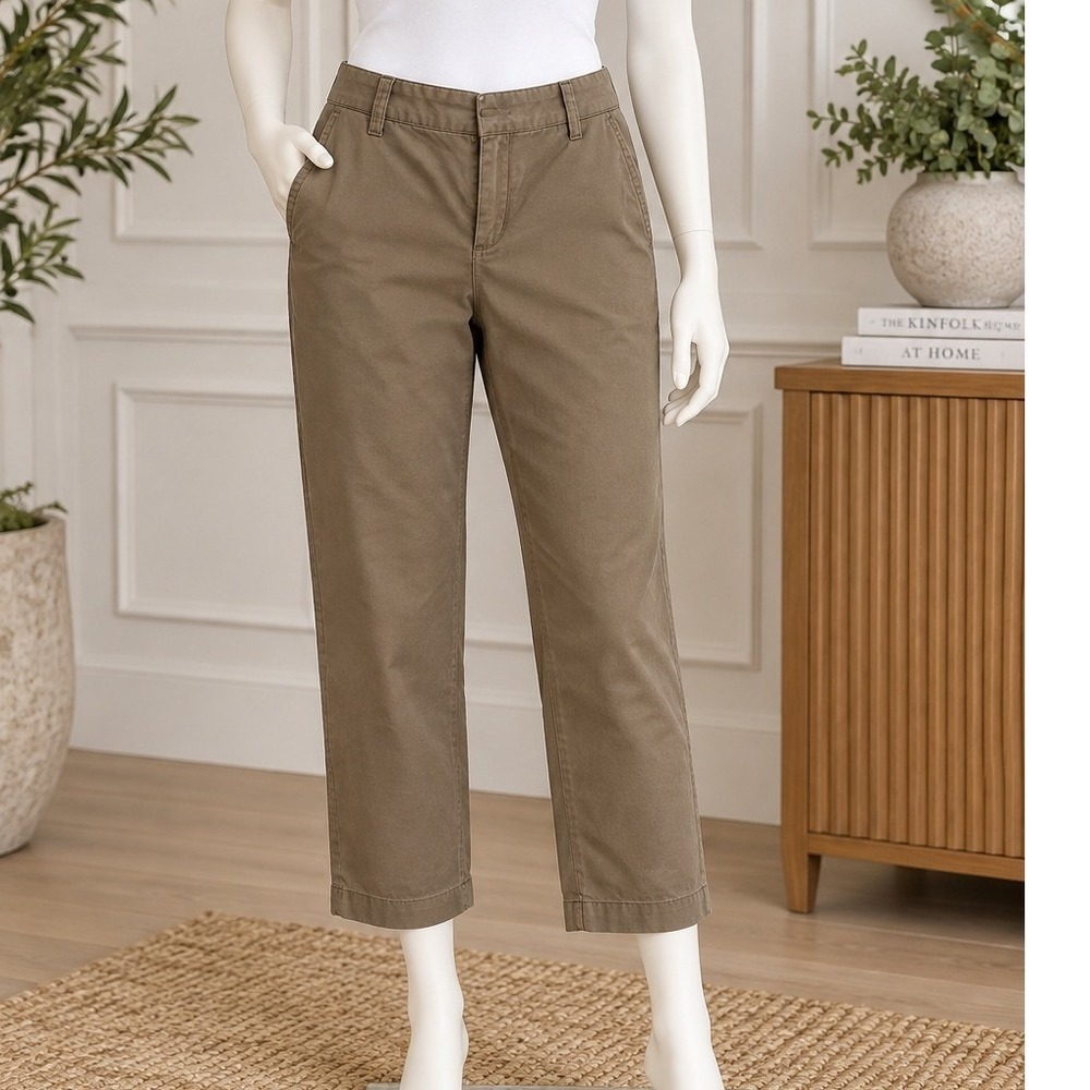 Gap Womens Chino Pants Olive Green Cropped Mid Rise Size 8